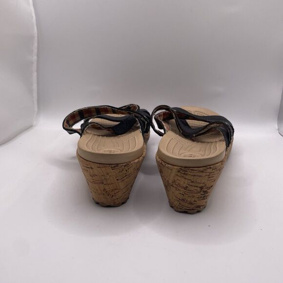 Crocs A Leigh Wedge Cork Sandal Women's Size 7 Plaid Preppy Beach Summer - Picture 4 of 8